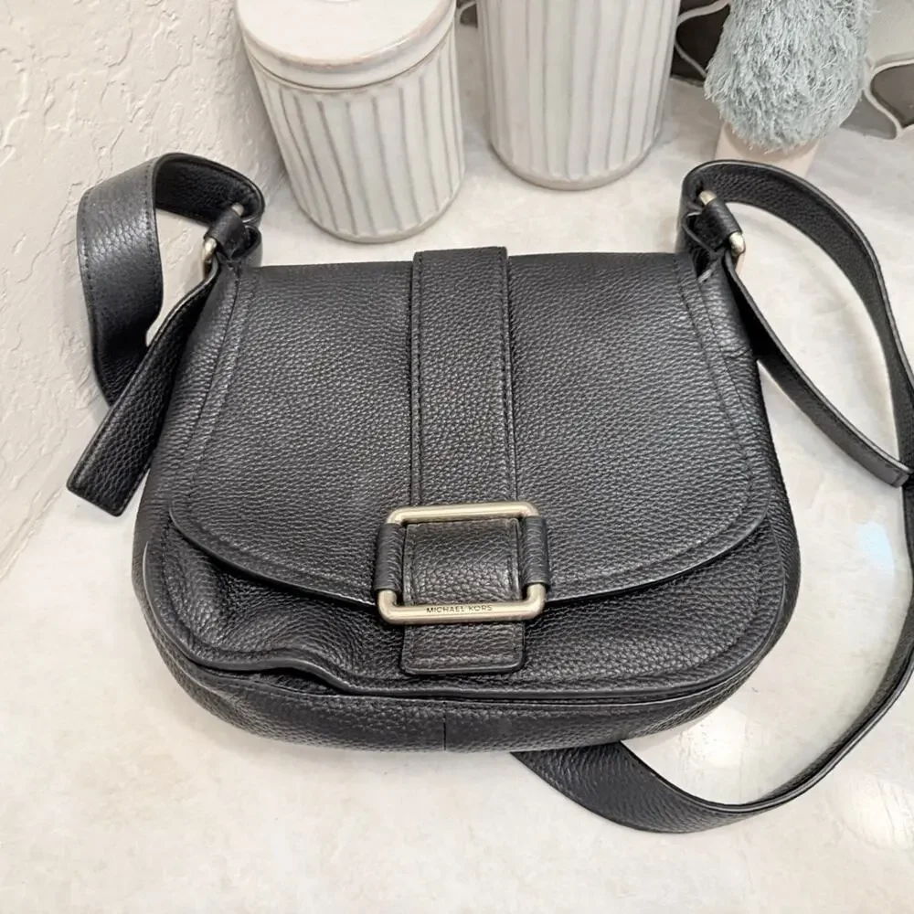 Michael Kors Black Crossbody Bag with Gold Accents